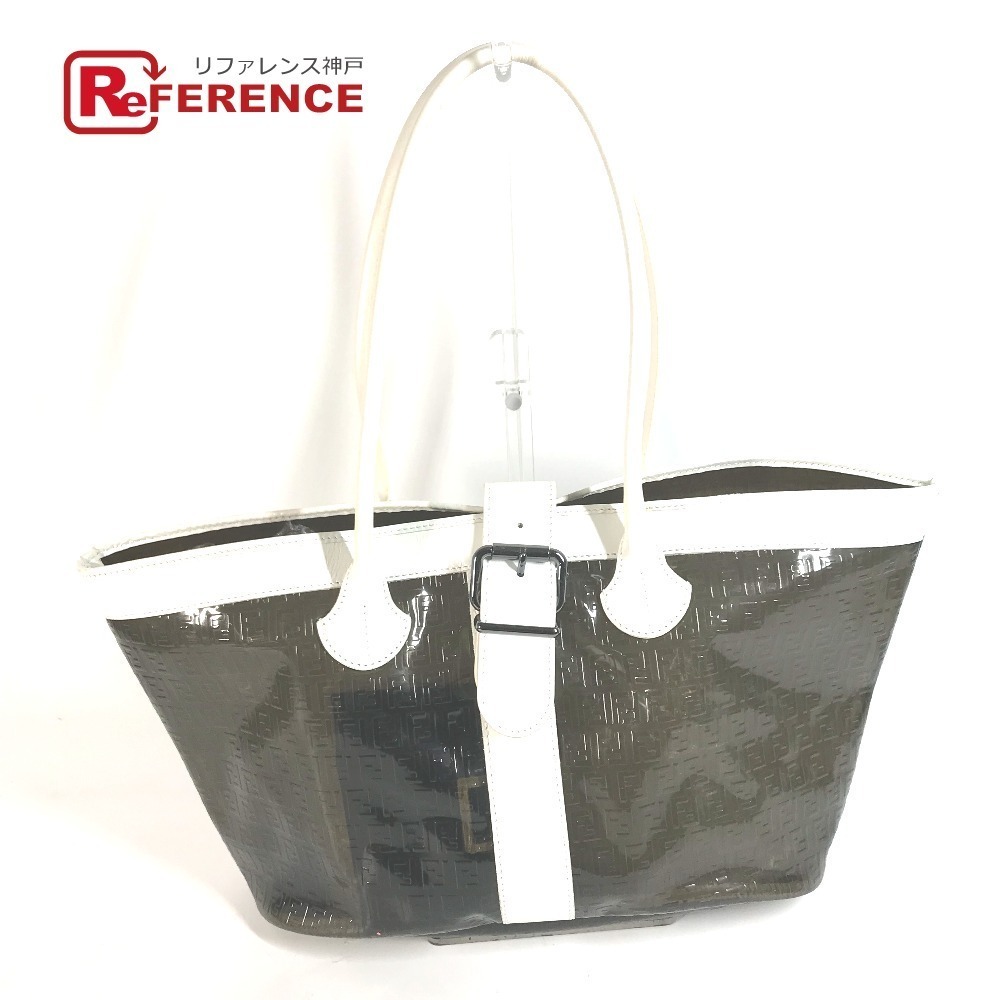 FENDI Zucca Shoulder Bag vinyl tote black